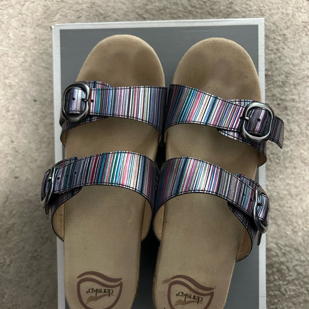 Colorful Striped Sandals with Buckles